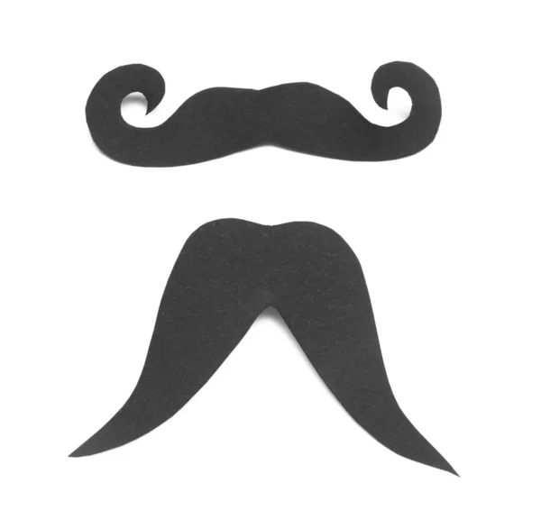 Moustaches Papier Isolées Sur Fond Blanc — Photo