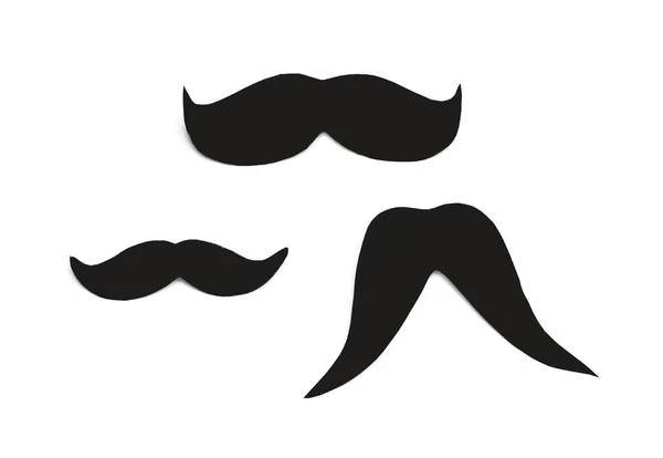 Ensemble Moustaches Papier Isolé Sur Fond Blanc — Photo