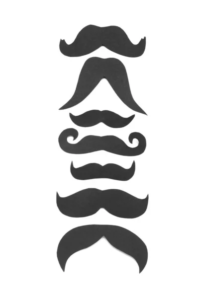 Ensemble Moustaches Papier Sur Fond Blanc — Photo