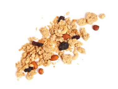 Beyaz arkaplanda lezzetli tahıl yığını