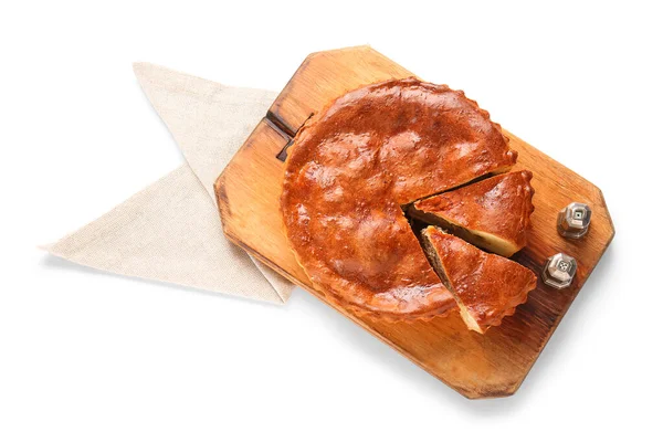 배경에는 맛있는 파이가 분리되어 이사회 — 스톡 사진