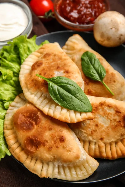 Plate Tasty Meat Empanadas Closeup — Stock Photo, Image