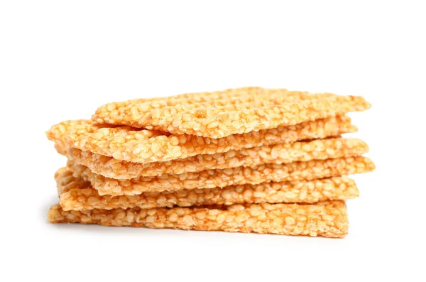 stock image Stack of sweet sesame kozinaki on white background