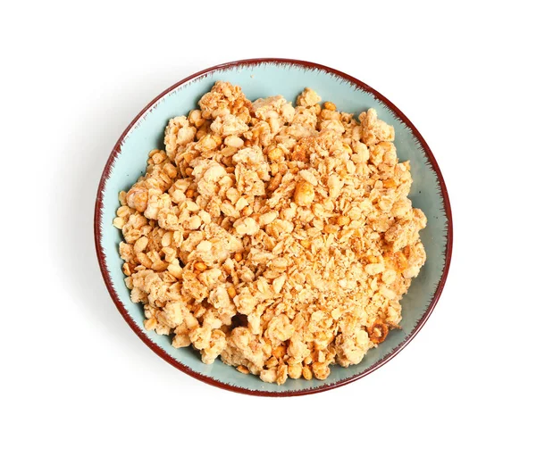 Bowl Tasty Granola White Background — Stock Photo, Image