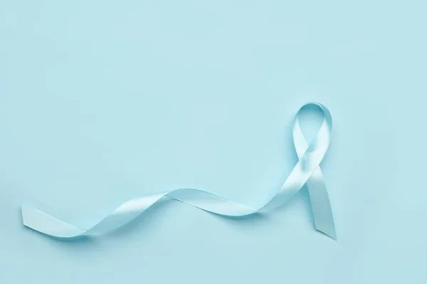 Satinband Ljusblå Bakgrund Prostatacancer Koncept — Stockfoto
