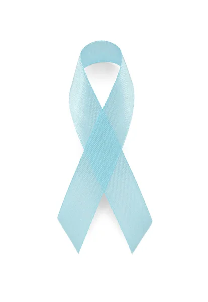 Mavi Farkındalık Kurdelesi Beyaz Arka Planda Izole Edilmiş Prostat Kanseri — Stok fotoğraf