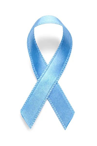 白い背景にブルーの意識リボン 前立腺がんの概念 — ストック写真