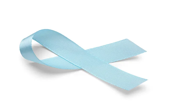 青い意識リボンは白い背景に孤立しています 前立腺がんの概念 — ストック写真