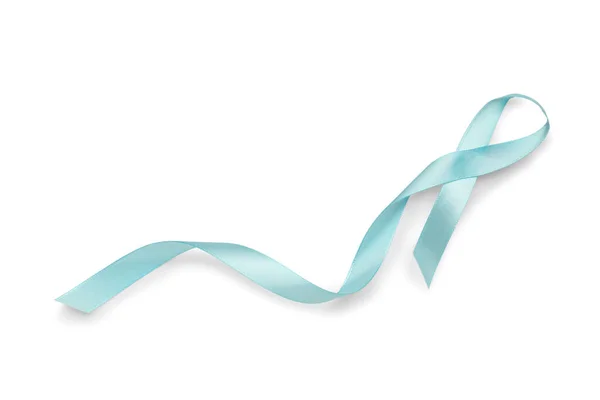 Nastro Blu Consapevolezza Isolato Sfondo Bianco Concetto Cancro Alla Prostata — Foto Stock
