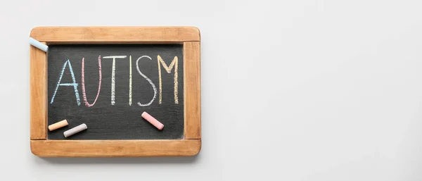 Chalkboard Word Autism Light Background Space Text — Stock Photo, Image