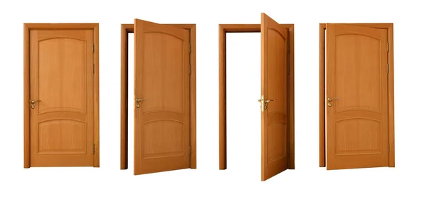 白い背景に木製のドアのコラージュ — ストック写真