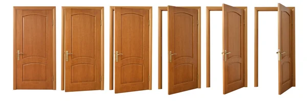 白い背景に木製のドアのコラージュ — ストック写真