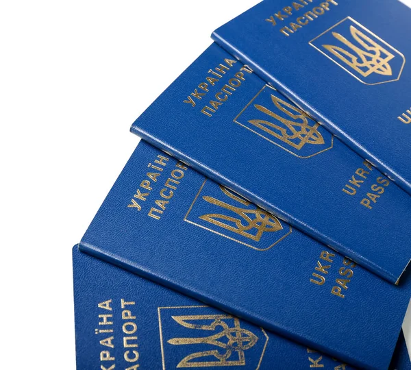 Ουκρανικά Διαβατήρια Λευκό Φόντο Κοντινό Πλάνο — Φωτογραφία Αρχείου