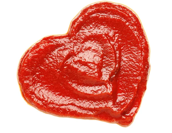 Serce Wykonane Pasty Pomidorowej Izolowanej Białym Tle — Zdjęcie stockowe