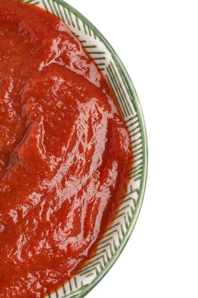Bowl Tasty Tomato Paste Isolated White Background — Stock Photo, Image