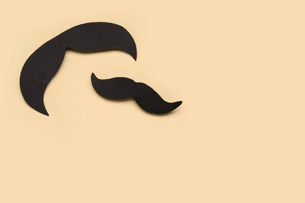 Mustaches Papel Negro Sobre Fondo Color —  Fotos de Stock