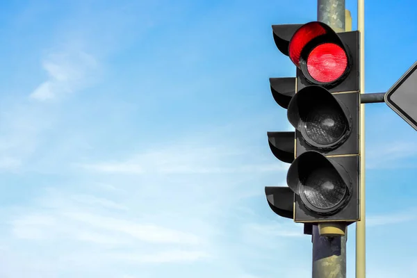 stock image View of traffic light in city, closeup