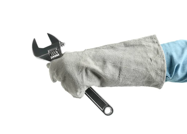 Worker Wrench White Background — Stock Photo, Image