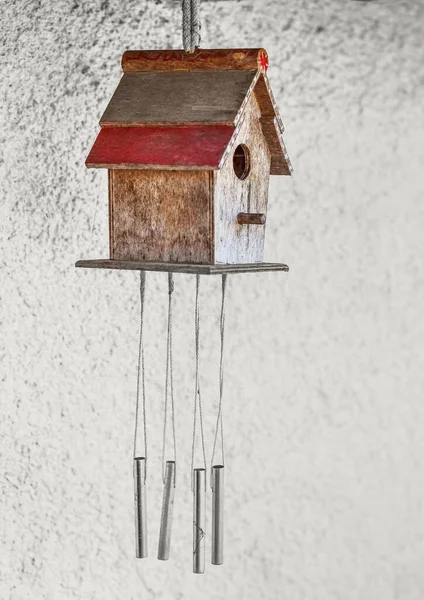 View Wooden Bird House Hanging Village — Stock Photo, Image