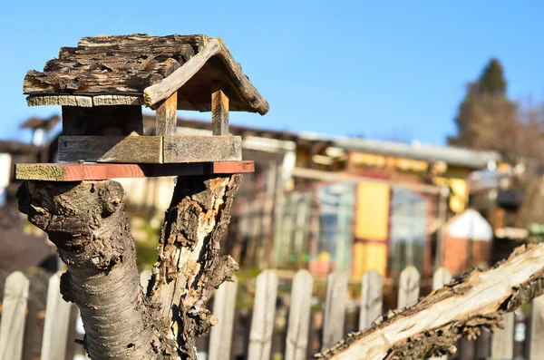 View Wooden Bird House Village Closeup — Stock Photo, Image