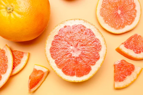 Composition Ripe Grapefruit Color Background Closeup — Stock Photo, Image