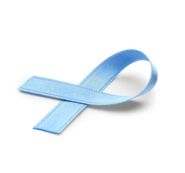 Blauw Bewustzijnslint Geïsoleerd Witte Achtergrond Prostaatkankerconcept — Stockfoto