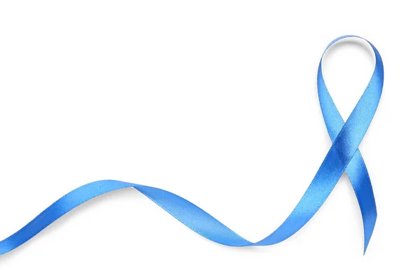 Синя Атласна Стрічка Білому Тлі Концепція Раку Простати — стокове фото