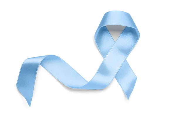 Ljusblå Medvetenhet Band Isolerad Vit Bakgrund Prostatacancer Koncept — Stockfoto
