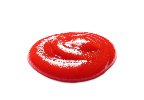 Droppe Välsmakande Ketchup Isolerad Vit Bakgrund — Stockfoto