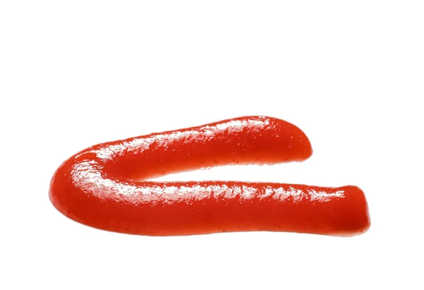 Versato Gustoso Ketchup Isolato Sfondo Bianco — Foto Stock