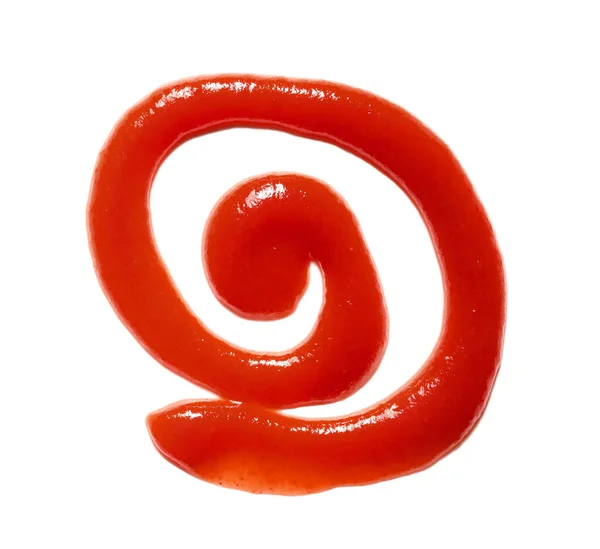 Espiral Hecha Sabroso Ketchup Aislado Sobre Fondo Blanco — Foto de Stock