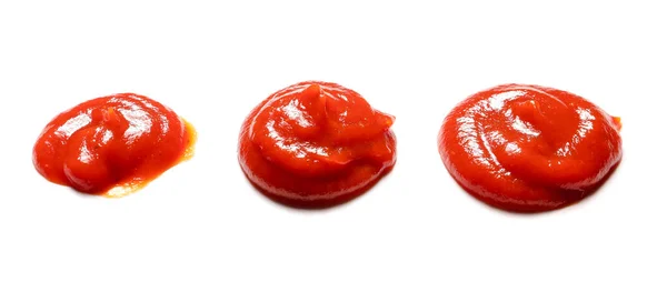 Gotas Sabroso Ketchup Aislado Sobre Fondo Blanco — Foto de Stock