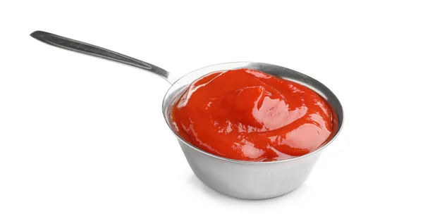Mísa Chutné Kečup Izolované Bílém Pozadí — Stock fotografie