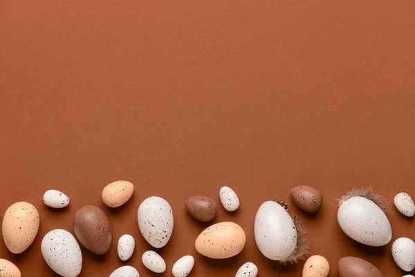 Composition Easter Eggs Brown Background — Stock Photo, Image