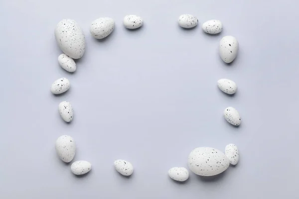 Telaio Realizzato Con Uova Pasqua Sfondo Bianco — Foto Stock