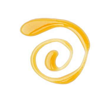 Spiral made of tasty maple syrup on white background