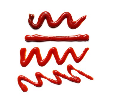 Beyaz arkaplanda lezzetli ketçaptan yapılmış desen