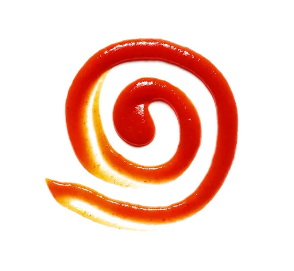 Spirala Wykonana Smacznego Ketchupu Izolowanego Białym Tle — Zdjęcie stockowe