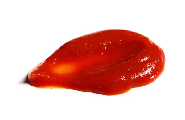 Versato Gustoso Ketchup Isolato Sfondo Bianco — Foto Stock