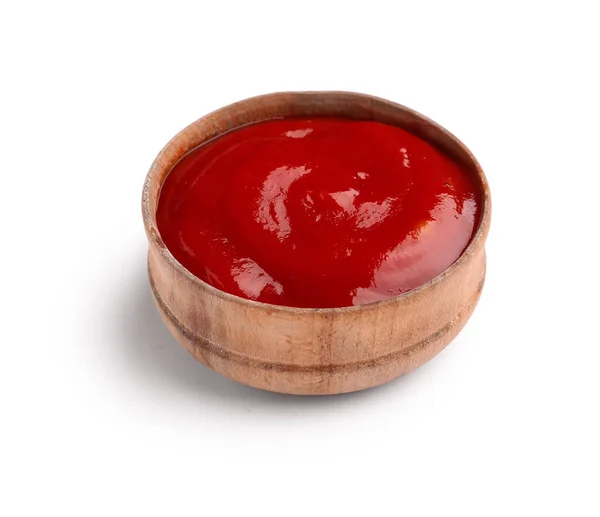 Ciotola Ketchup Gustoso Isolato Sfondo Bianco — Foto Stock