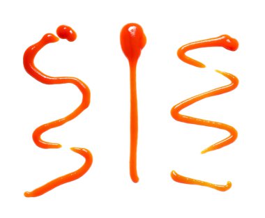 Beyaz arkaplanda izole edilmiş lezzetli ketçaptan yapılmış desen