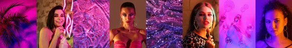 Stilvolle Collage Von Fotos Neonfarben — Stockfoto
