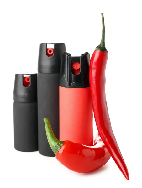 Spraya Med Chili Paprika Vit Bakgrund — Stockfoto