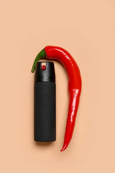 Spray Chili Pepper Beige Background — Stock Photo, Image