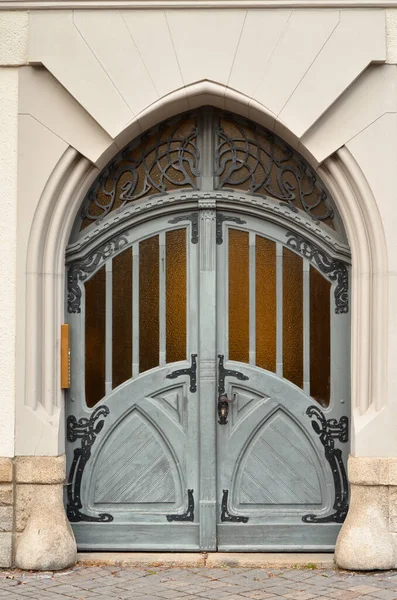 View Old Building Grey Wooden Door — Stock Photo, Image