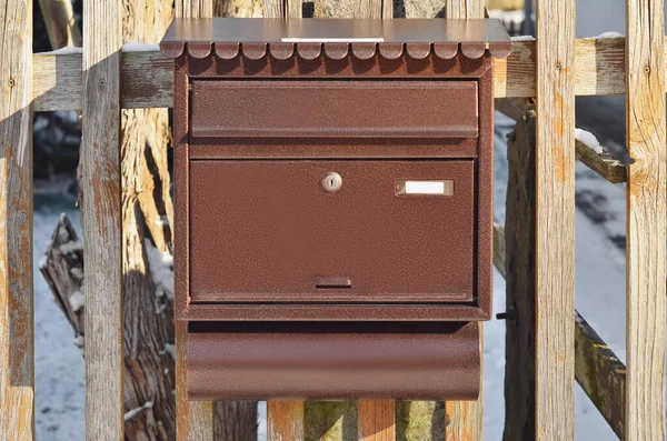 View Mailbox Wooden Fence Closeup — Stock Photo, Image