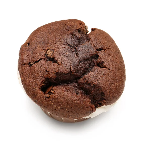 Savoureux Cupcake Chocolat Isolé Sur Fond Blanc — Photo