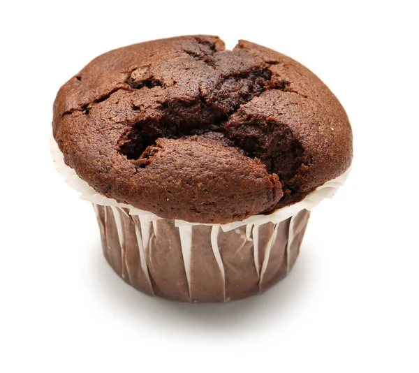 Saboroso Cupcake Chocolate Isolado Fundo Branco — Fotografia de Stock