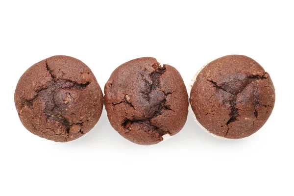 Beyaz Arka Plan Üzerinde Izole Lezzetli Çikolata Cupcakes — Stok fotoğraf