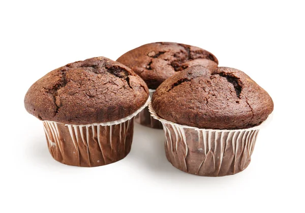 Gâteaux Chocolat Savoureux Isolés Sur Fond Blanc — Photo